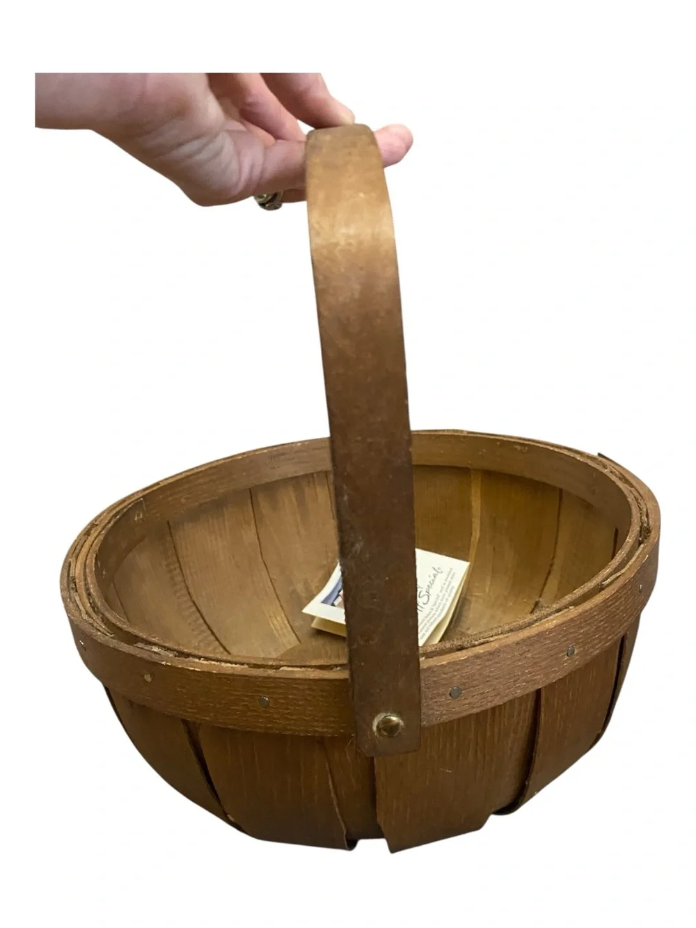 Basketville Putney Vermont Vintage NWT Wooden Gathering Basket Handmade Round